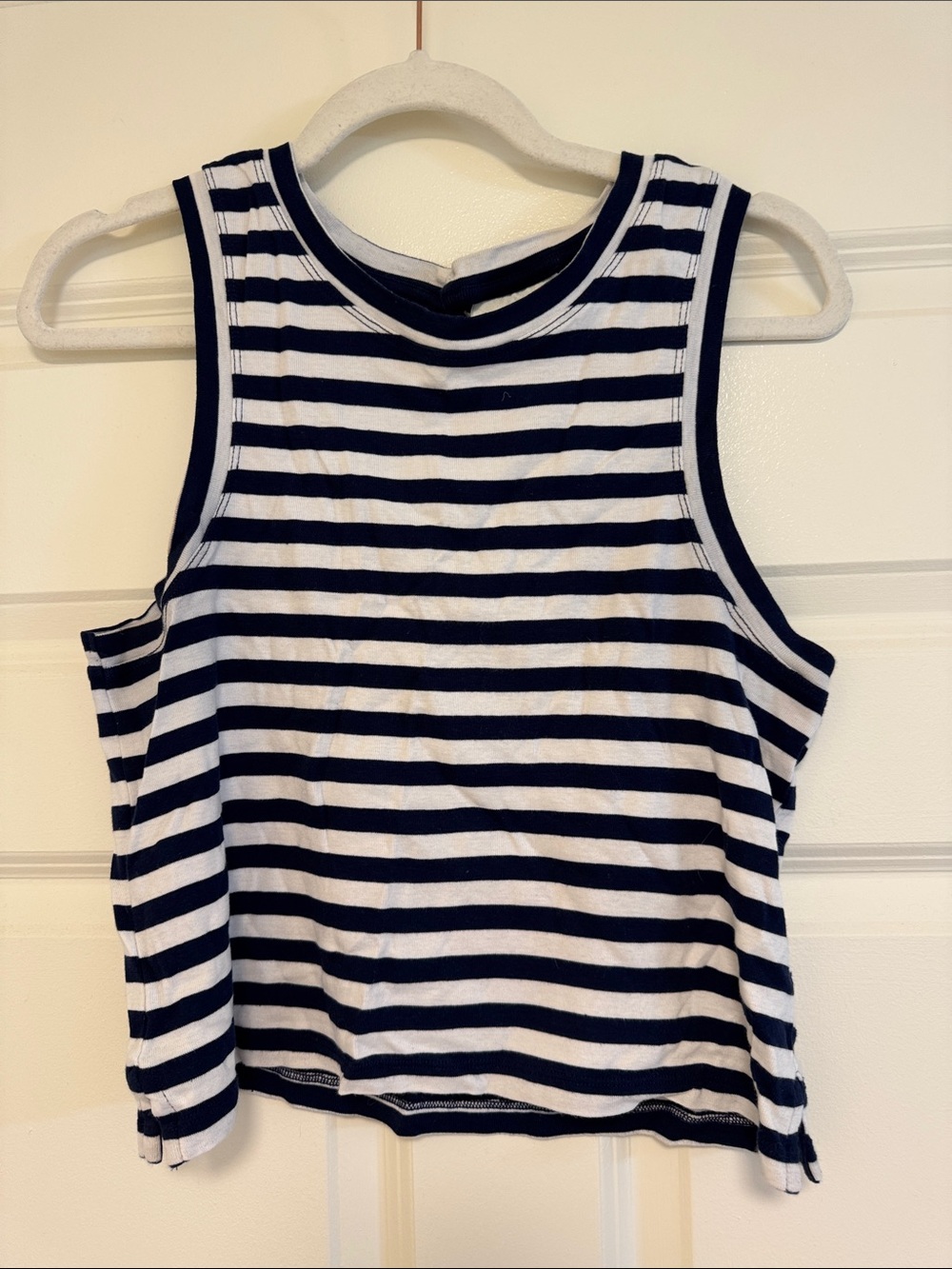 Maeve Striped Navy and White Sleeveless Tank